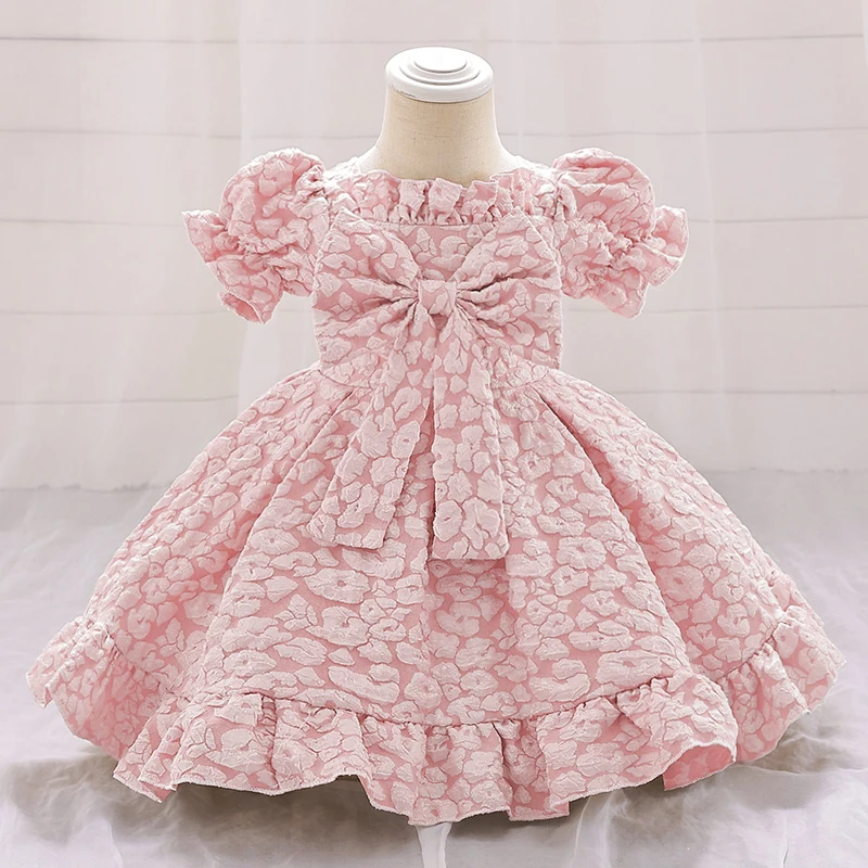 Toddler Vintage 1st Birthday Dress For Baby Girl Clothes Baptism Big Bow Princess Dress Girls Dresses Party Gown Ceremony 0-2Y