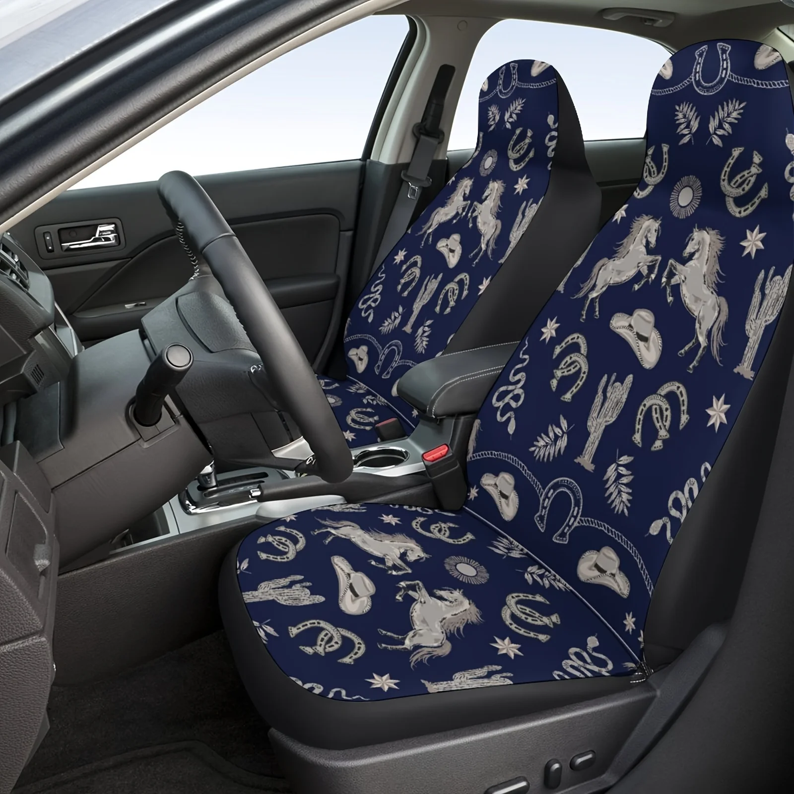 Western Style One-Piece Universal Car Cover: Washable Polyester Fabric, Easy To Install, Showcasing Fashionable Protection For F