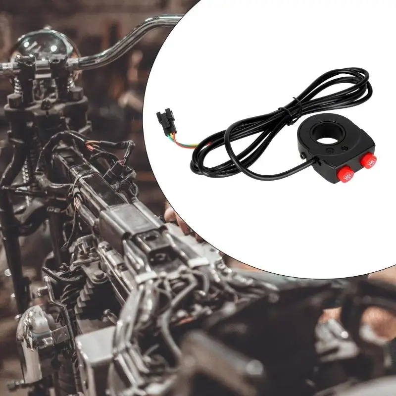 Electric Bike Headlight Beam Control Switches with Handlebar Bracket, Paired Red Buttons and Cable Leads for Light Wiring