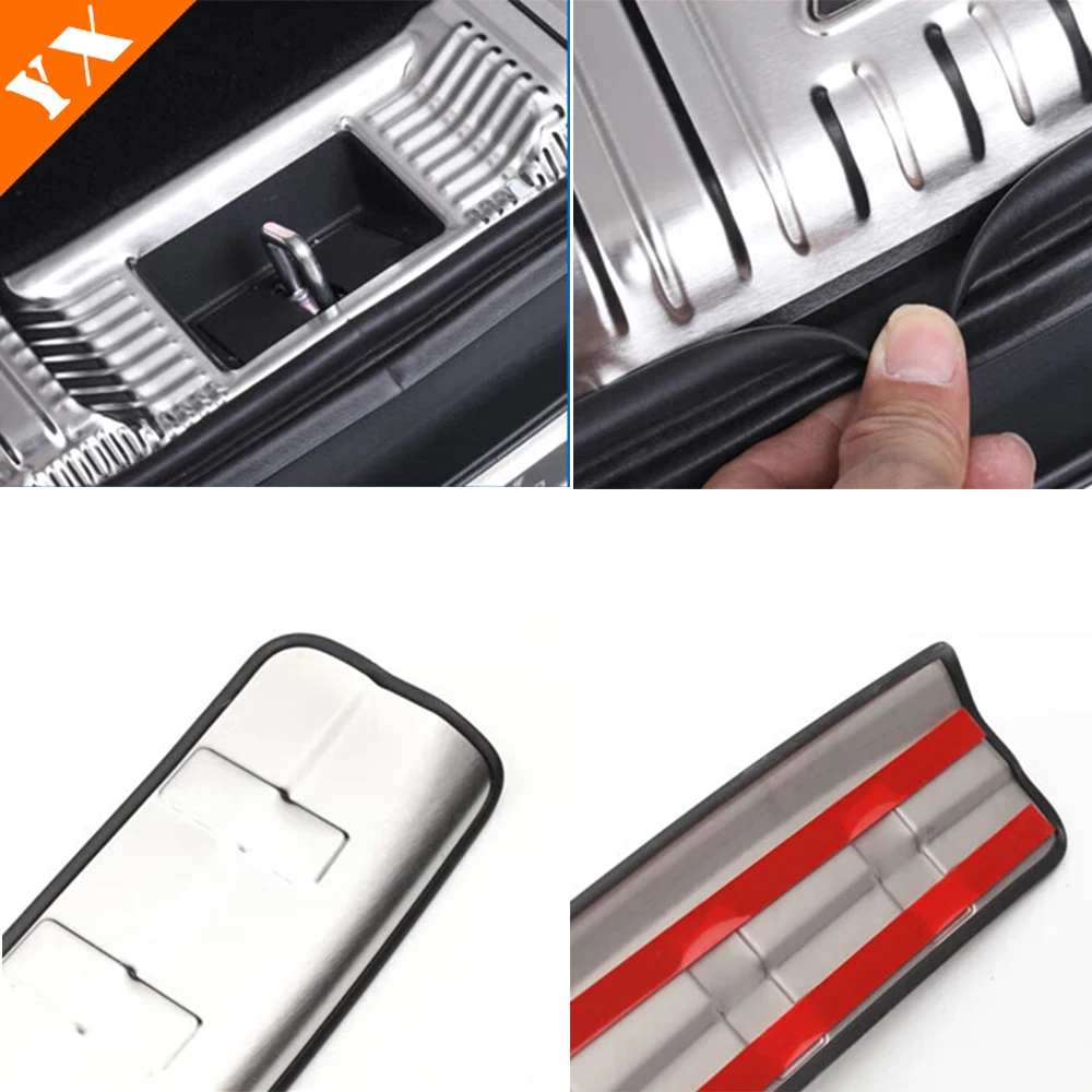 For Honda CRV CR-V Accessories 2023-2024 Stainless Black Car Rear Trunk Protector Plate Anti Hit/Dust Sill Decoration Cover