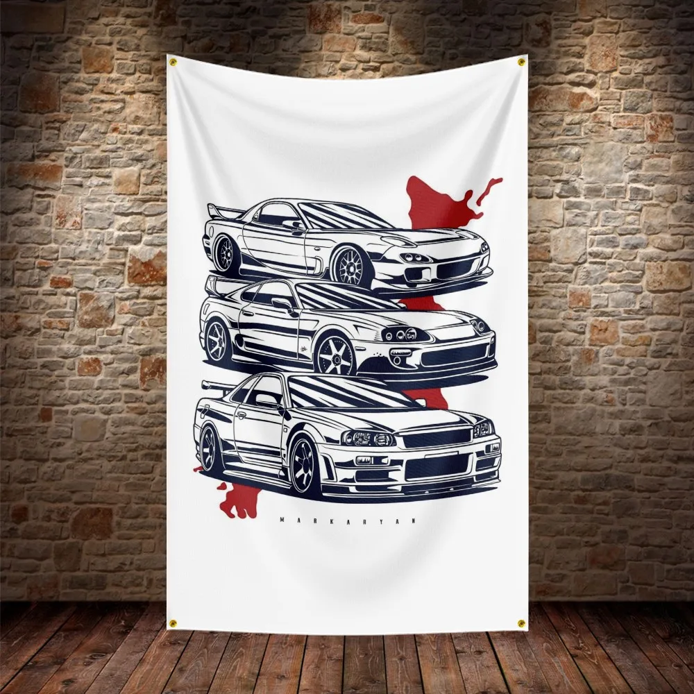 3X5Ft JDM Gtr Flag Polyester Digital Printing Car Banner For Decor 35