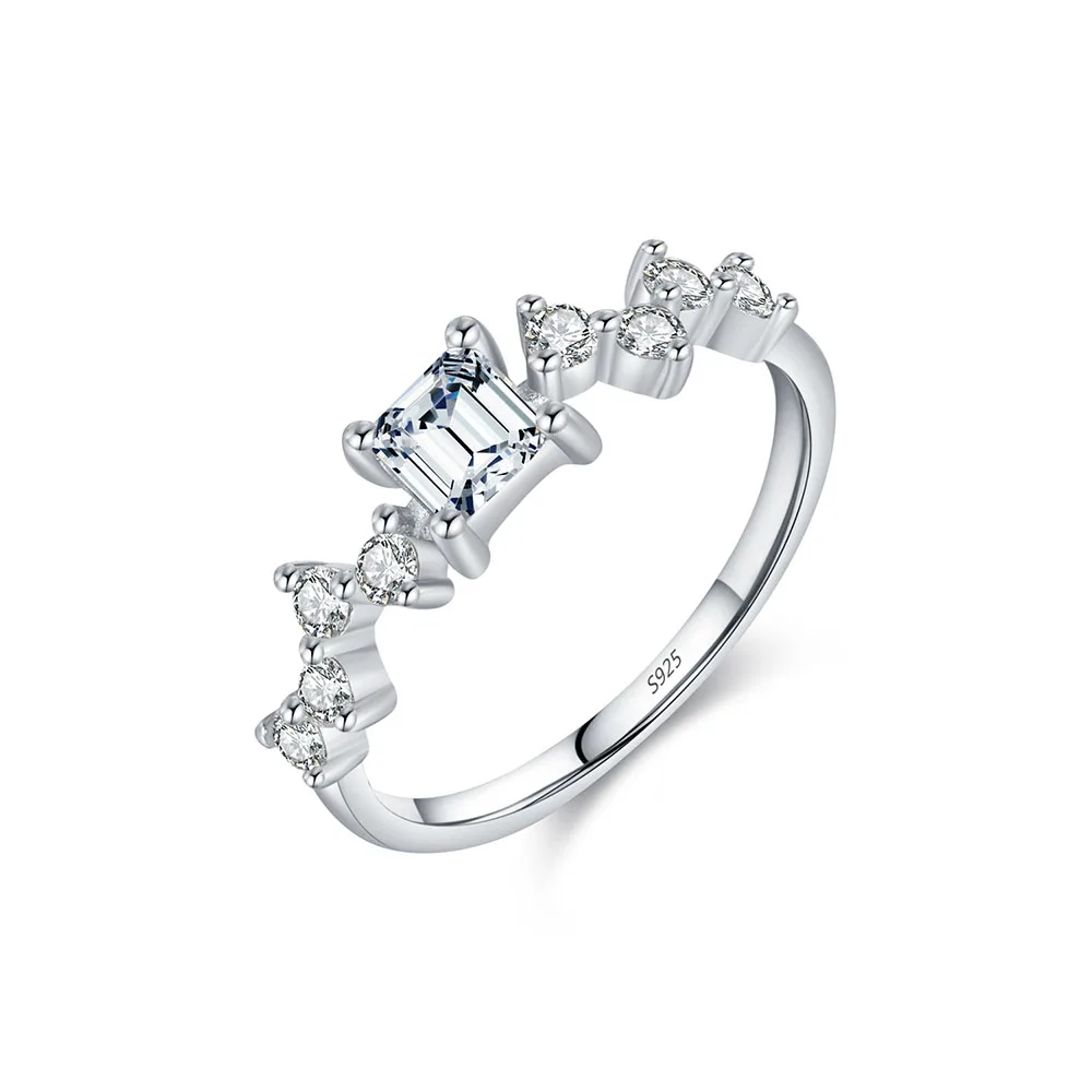 

Apexelle Brand Trendy Jewelry 925 Sterling Silver Rings For Women Exquisite Sparkling Square Zircon Rings Fine Jewelry