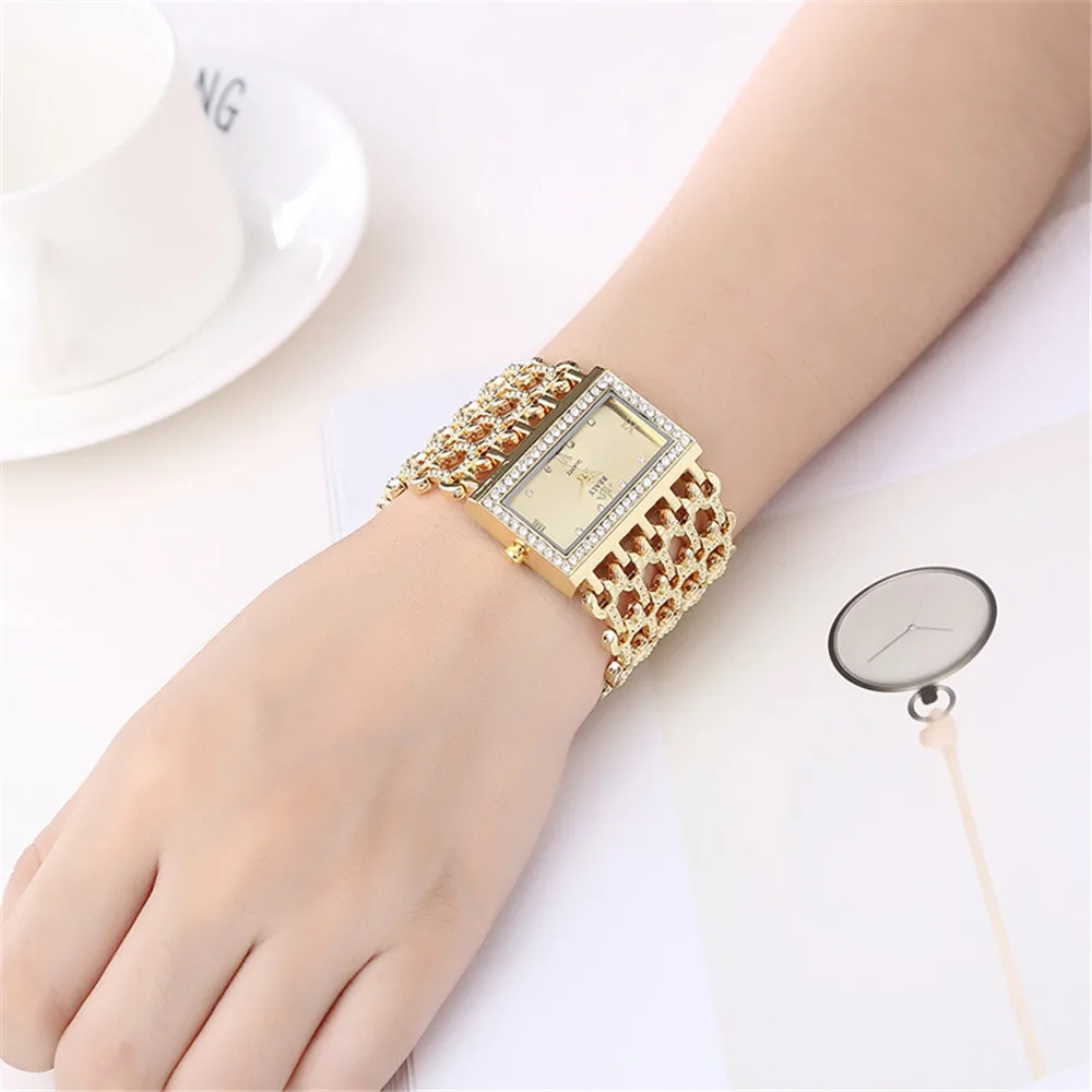 Classic Square Gold Women Watches High-end Temperament Ladies Dress Bracelet Watch Luxury Diamonds Quartz Wristwatch Montre