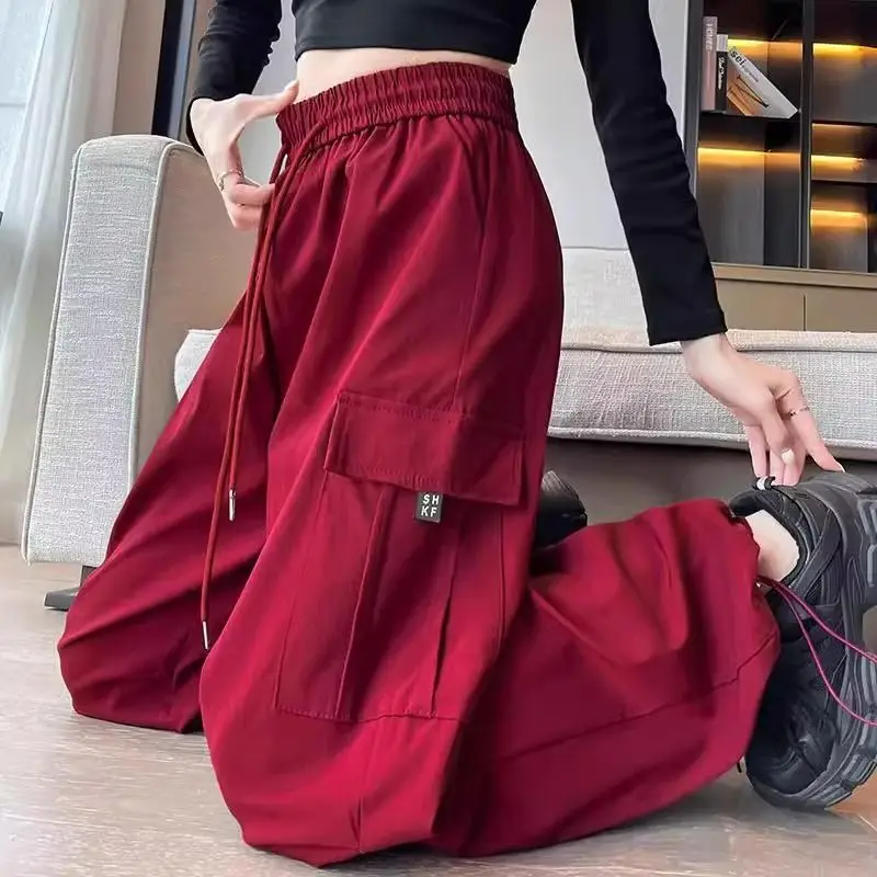 

Брюки унисекс больших размеров с эластичным поясом и широкими штанинами, повседневные, в американском уличном стиле, универсальные, весна-осень