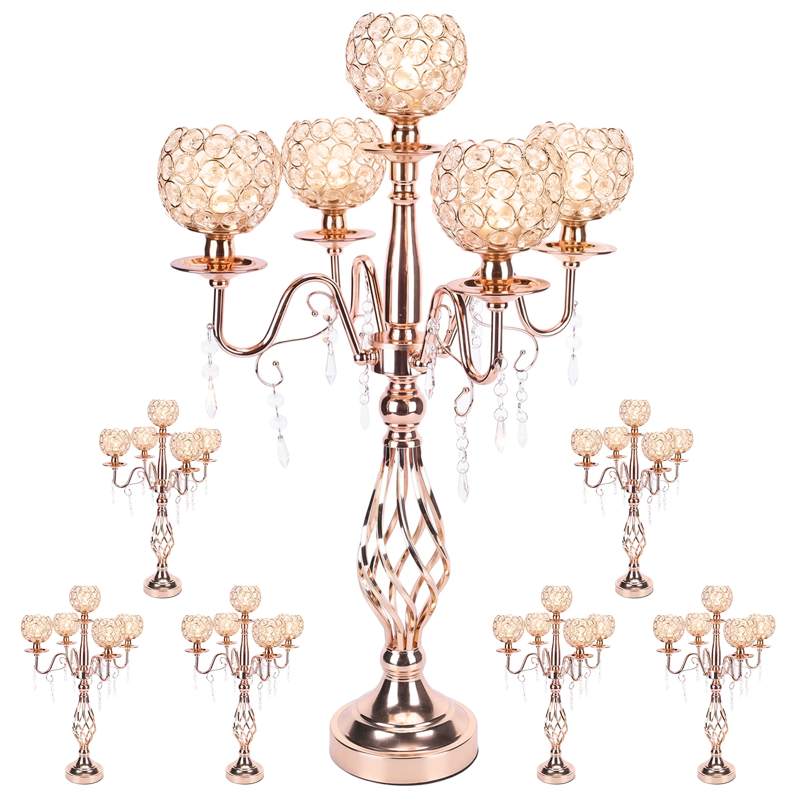 27 Inch Crystal Candelabra Centerpieces Rust-Proof Easy To Install for Wedding Banquet Valentine Dinner Party Event