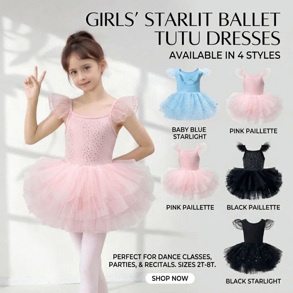 

Short Sleeve Ballet TuTu Dress Cross Strap Sequin Baby Girl Ballet Skirt Princes Dress Puffy Ballet Performance Costume Grading