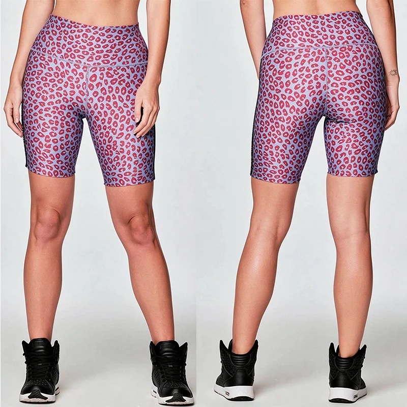 New Womens Yoga Shorts Summer Fitness Tight Stretch Leopard Pattern Versatile Leisure Sports Shorts