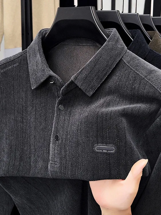 

High-End Men's Long Sve irt Casual Busin Sle Dad Clothes Spring Autumn Large Size Knitted Soft Wool Blend