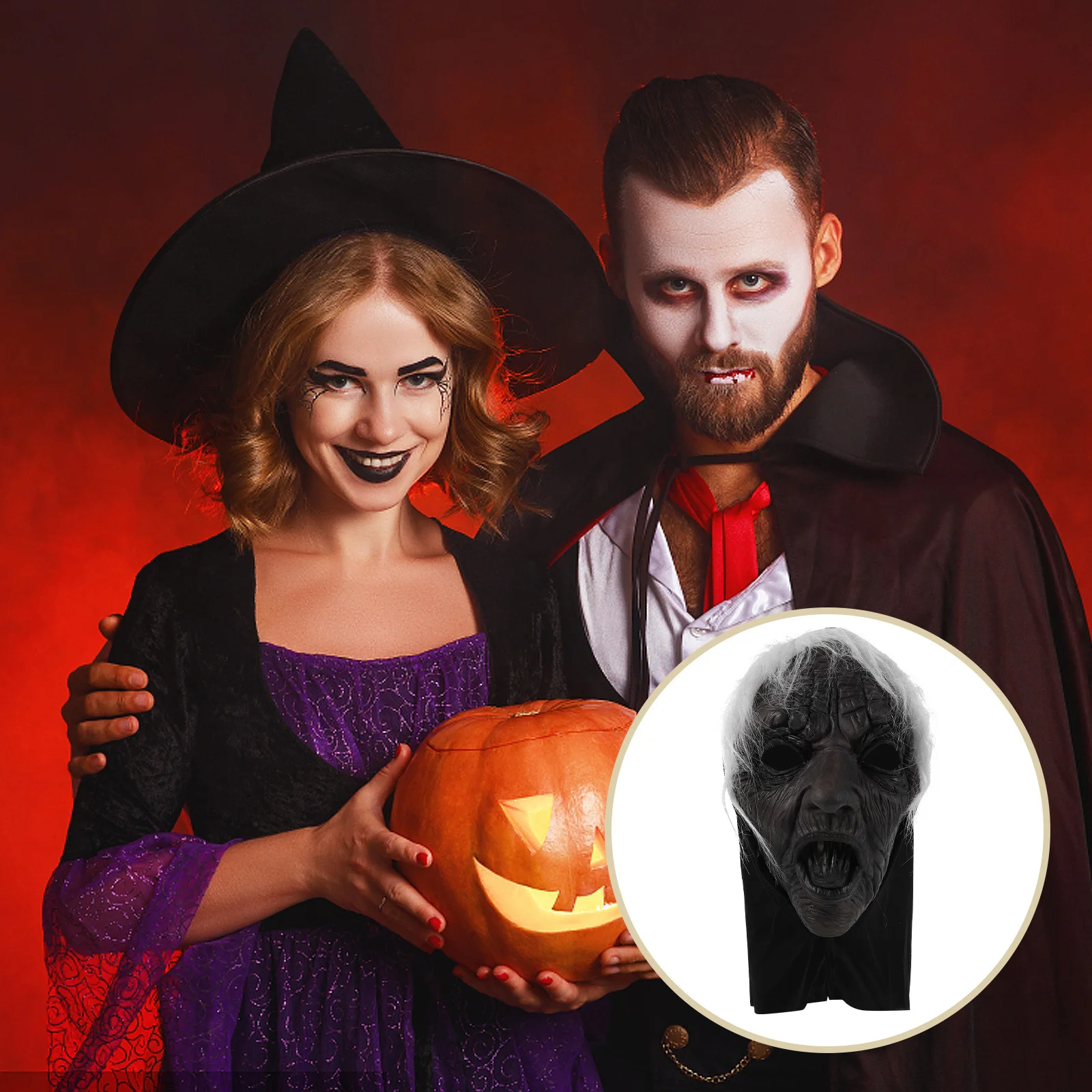 Maschera da strega per adulti Realistica festa di Halloween Costume spaventoso Cosplay Masquerade Wizard Dress Up Mask Maschere spettrali per adulti