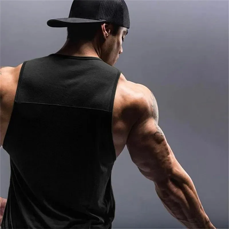 European And American Men\'s GYM Lifting Fitness Tank Top Clothing Bodybuilding Muscle Sleeveless Sportswear Cotton Running Vest