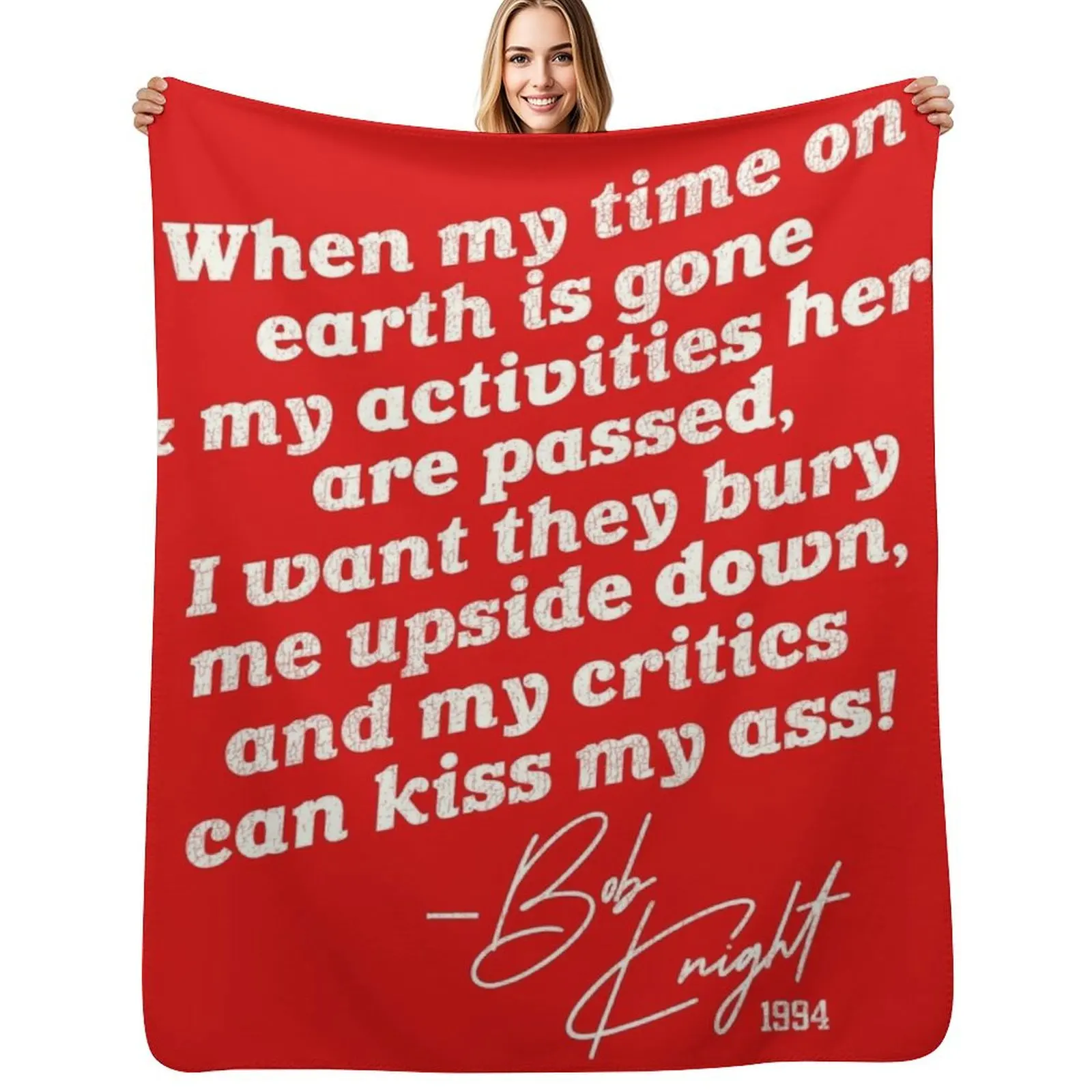 Bobby Knight Bury Me Upside Down... Throw Blanket Moving Thins Cute Plaid for winter Travel Decorative Beds Blankets