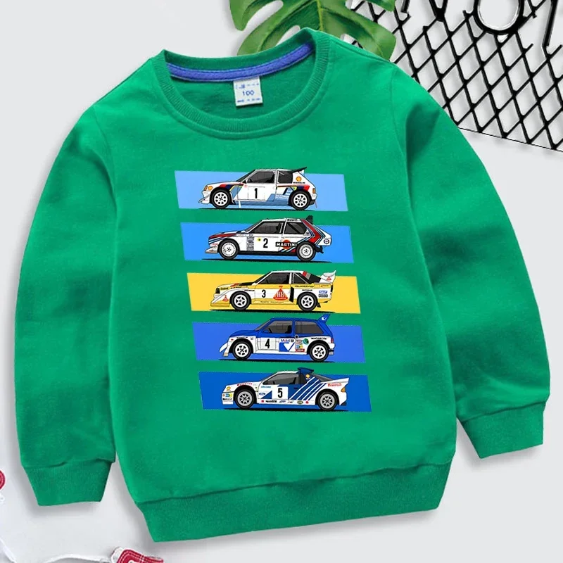 Rally Car Boys Girls Hoodies Drift Sweatshirt Fashion Car Lovers Hoodies  Automobile Culture Roupa Infantil Cartoon Kids Clothes