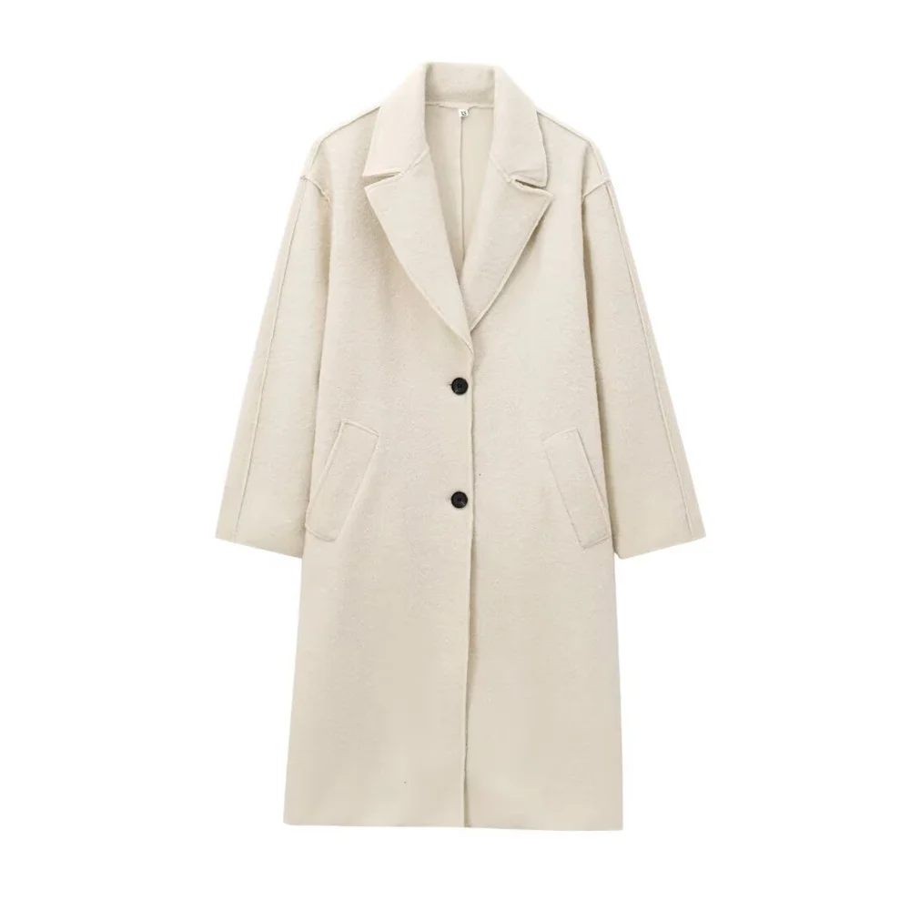 

New women's clothing European and American style fashionable simple, loose and versatile looped woolen coat