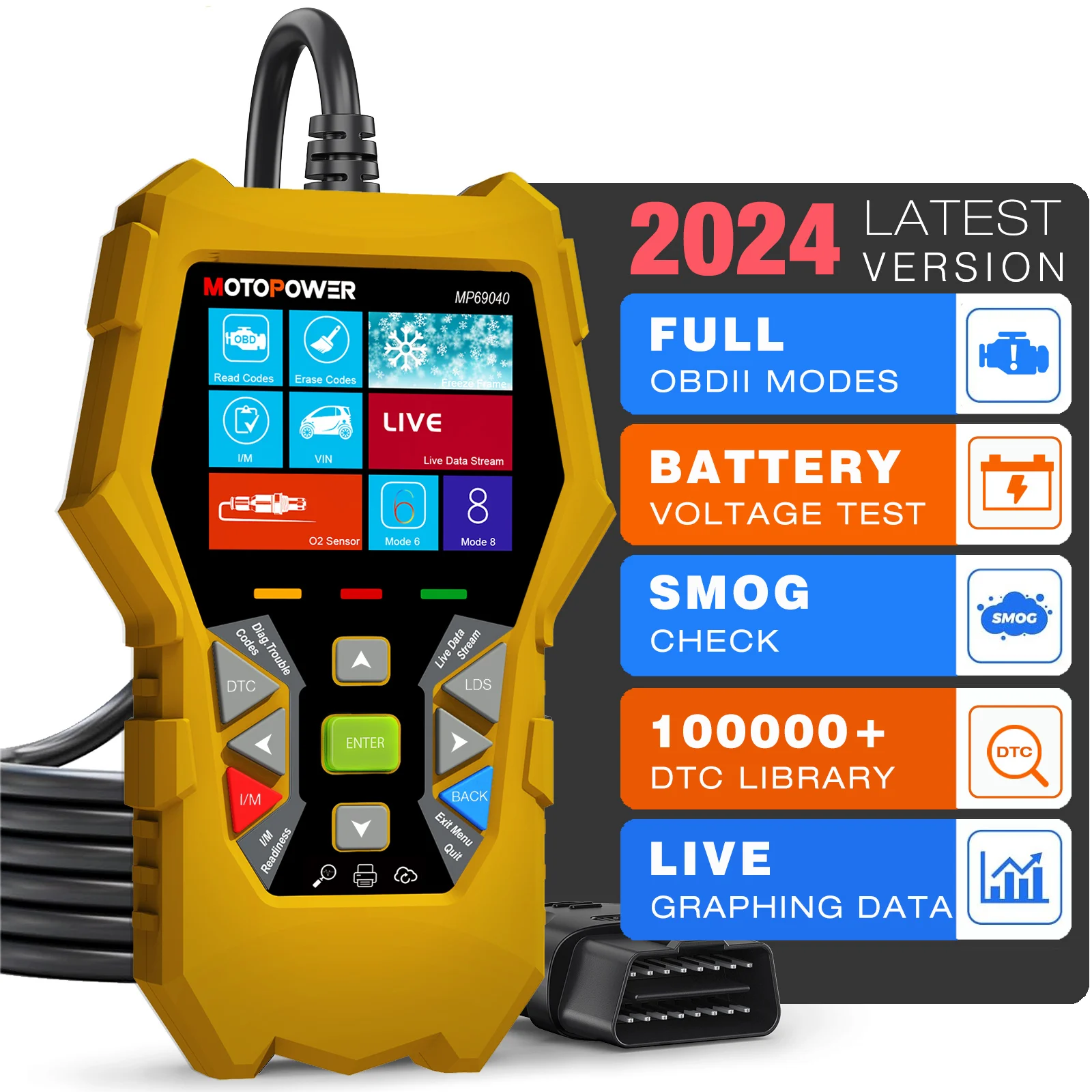 

MOTOPOWER Car OBD2 Scanner Check Engine Fault Code Reader Diagnostic Scan Tool, Yellow