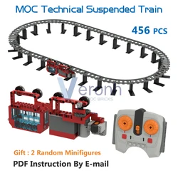 RC Technical Suspended Train Model MOC Building Blocks with PF Kit Plastic Tracks City Monorail Creative Assembly Bricks Kid Toy