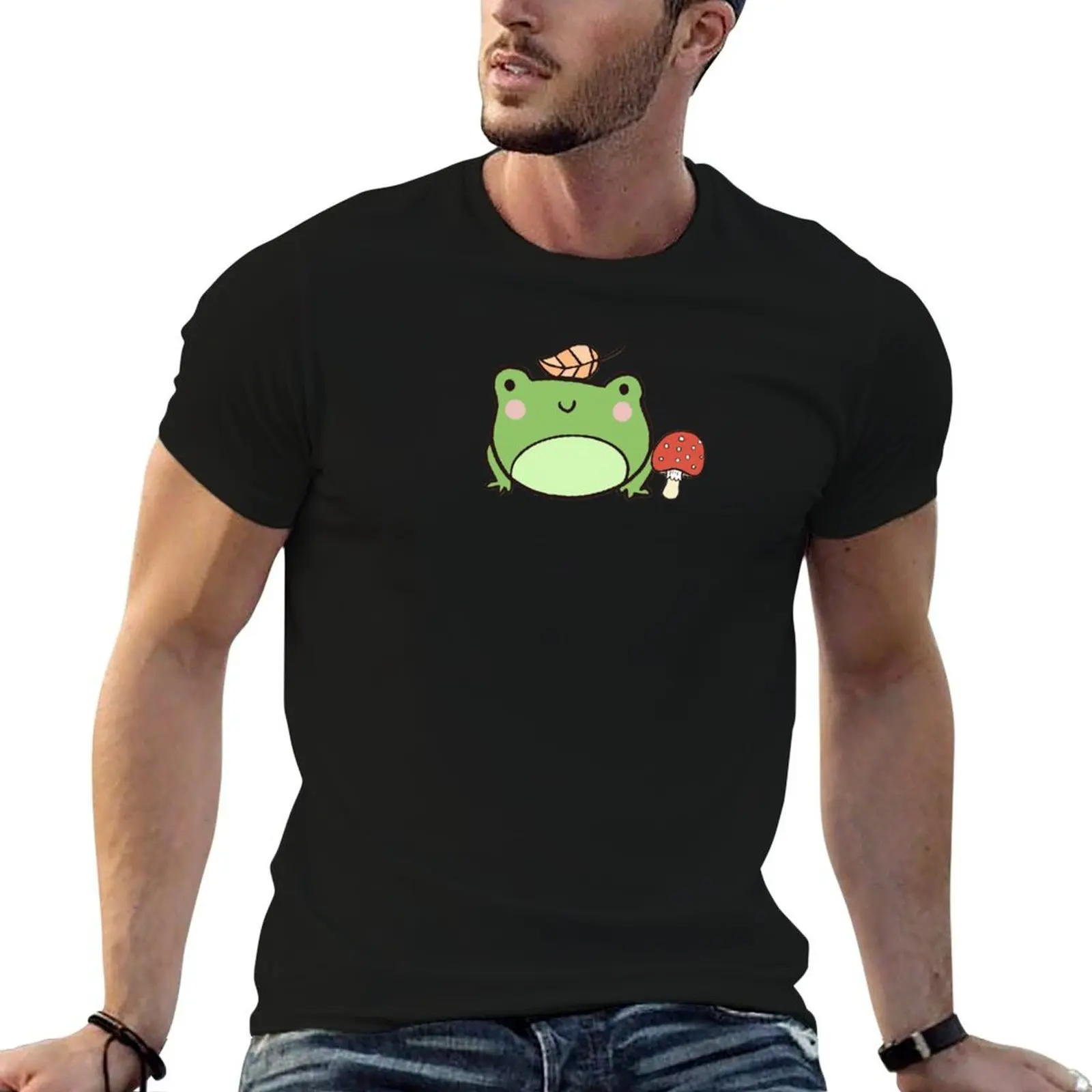 

Cute Frog Mushroom Kawaii Cottagecore Aesthetic Hoodie T-Shirt cotton tshirt 100% funny t shirts cotton T-Shirt