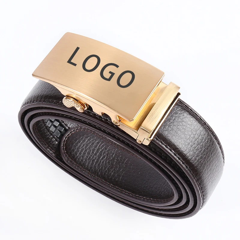 3.5 Automatic Buckle Men's Belt Genuine Leather Alloy Belt Buckle Designer DIY Logo Business Casual Belt for Men Wholesale