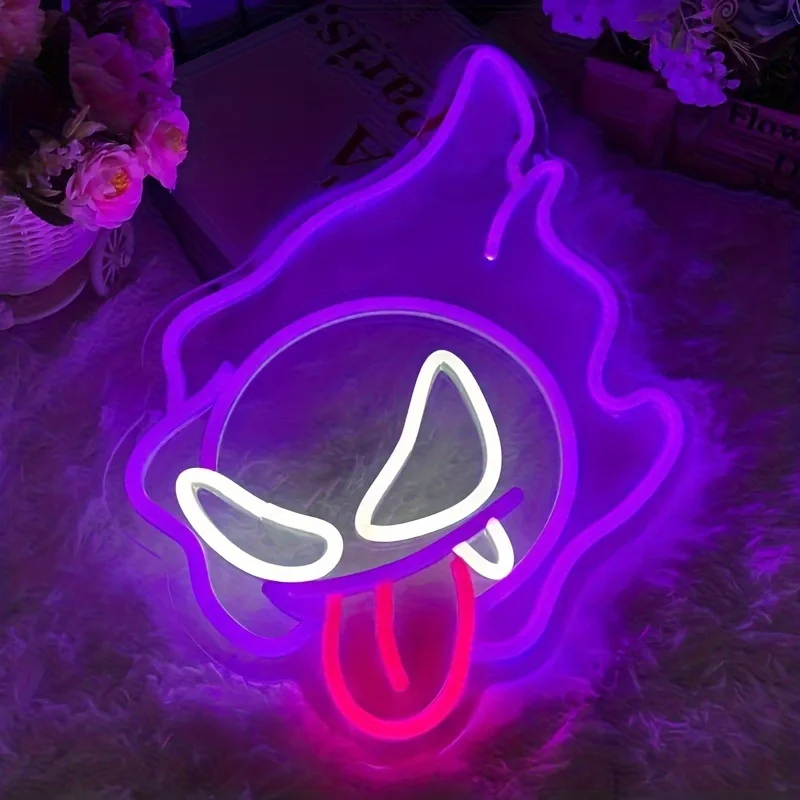 LED Ghost Neon Sign, Anime Neon Sign Light, For Boys Gamer Room Bedroom Party Man Cave Living Room, Birthday Gift