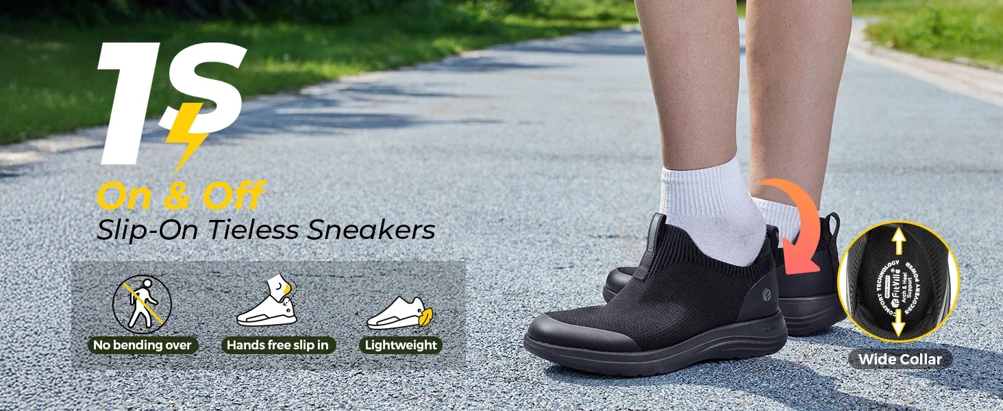 FitVille Damen-Sneaker, breite Passform, zum einfachen Anziehen, ideal zum Gehen und Laufen, mit Fußgewölbestütze, bequem, leicht, für den Alltag, orthopädische Schuhe für geschwollene Füße. – Detail 5