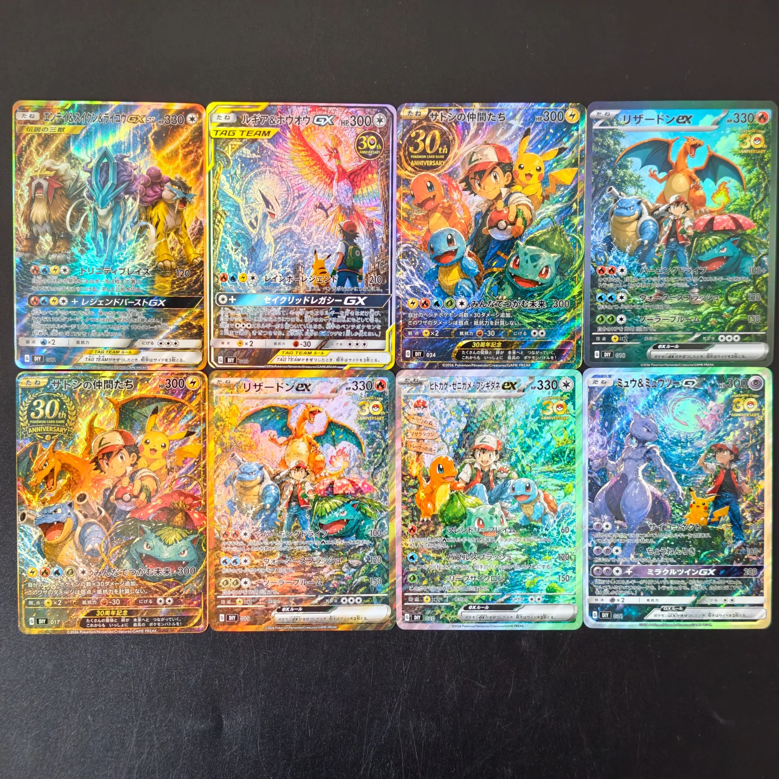 8PCS DIY PKM Card 30th Anniversary PTCG Collection Cards Japanese DIY Self Made Single Card Classic Game Anime Cards Gift Toy