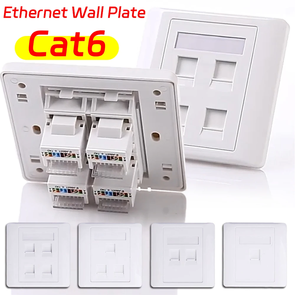Plaque murale réseau RJ45 CAT6 à 1/2/3/4 ports, panneau Internet, prise LAN extrudée, plaque frontale blanche pour commutateur Ethernet Tenda
