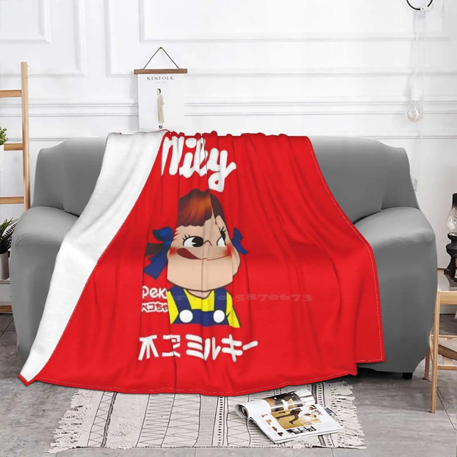 Milky Peko-Chan All Sizes Soft Cover Blanket Home Decor Bedding Cute Milky Fujiya Peko Japanese Candy Caramel Food Brand