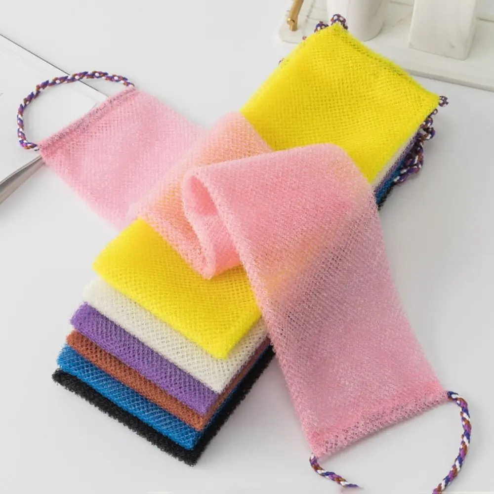 

3 Pcs Long Strip Exfoliating Back Towel Quick Foaming Quick Drying African Net Bath Sponge with Bath Rope Elastic Skin Smoother
