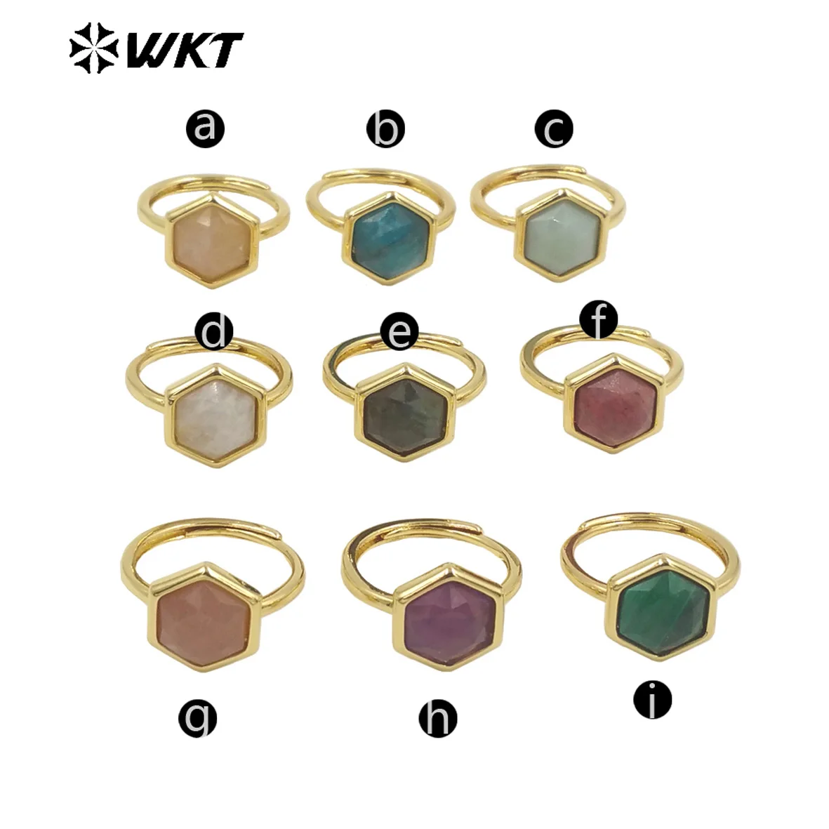 WT-R468 WKT New Arrival Exquisite natural stone Ring Micropave zircon setting precious Gemstone Women Accessories Ring in 5 pcs