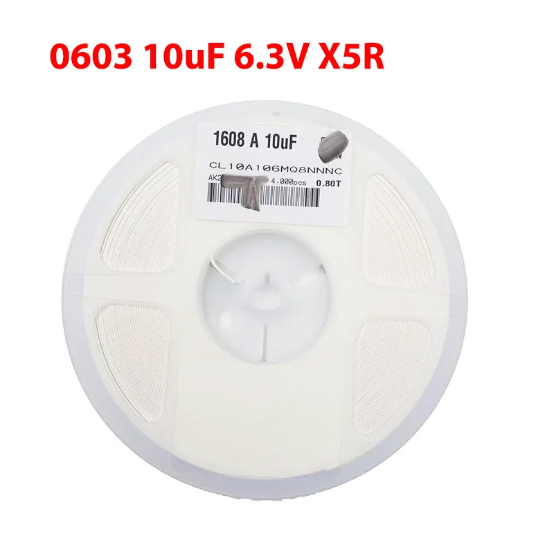 

0603 10uF 6.3V X5R 20%，CL10A106MQ8NNNC,4000PCS,SMD Capacitor