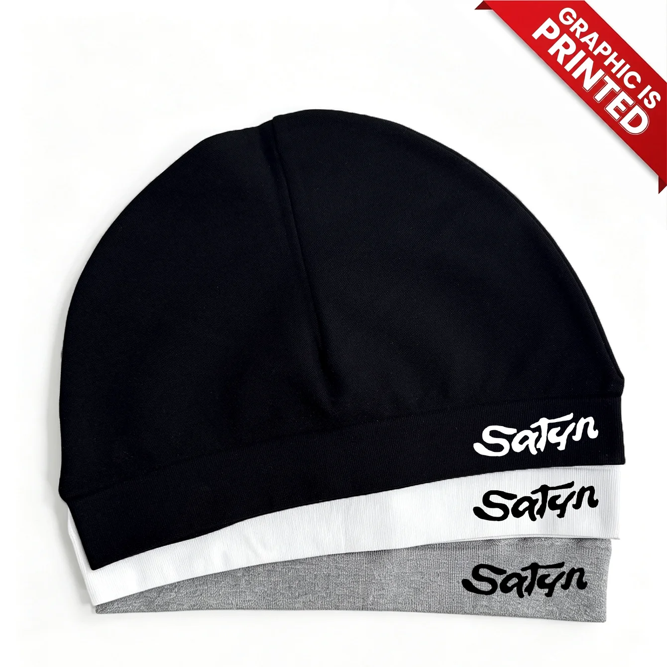 Satyn Graphic Printed Thin Beanie Hat Soft Stretch Skull Cap Casual Outdoor Running Cycling Streetwear Headwear