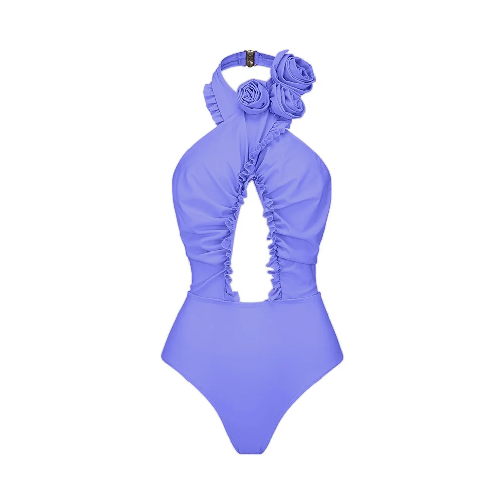 CPUTAN-Bikini sexy à fleurs 3D, maillot de bain une pièce, jupe, robe de plage, perle initiée, sangle, découpe brillante, Bergame, 2024