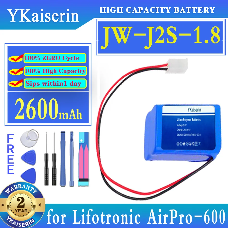 YKaiserin 2600mAh Replacement Battery for Lifotronic AirPro-600 JW-J2S-1.8