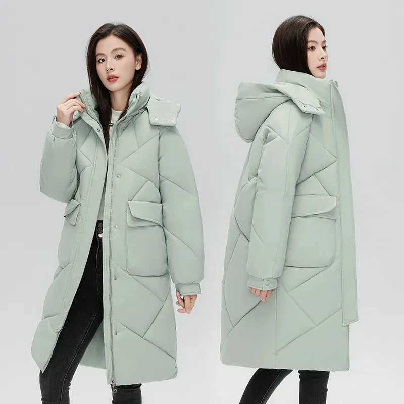 

Hat Detachable Cotton-Padded Jacket Women's Overcoat Loose Long Hooded Korean Warm Cotton Jacket New Autumn Winter Thick Coat