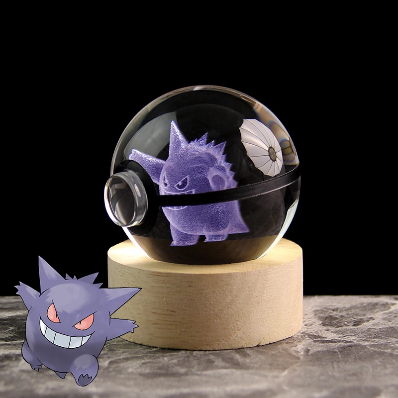 Dropshipping 5cm Pokeball Gengar Model Toys Pokemon Game Character Collectible Laser Engraving Crystal Ball Christmas Gifts