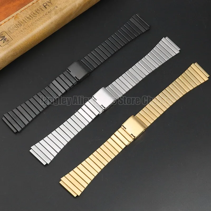 10mm 14mm 18mm 20mm For CASIO F-91W/A158/A159/A168/A169/B650/AQ230/AE500W Stainless Steel Watchband Ultra-thin Metal MenBracelet