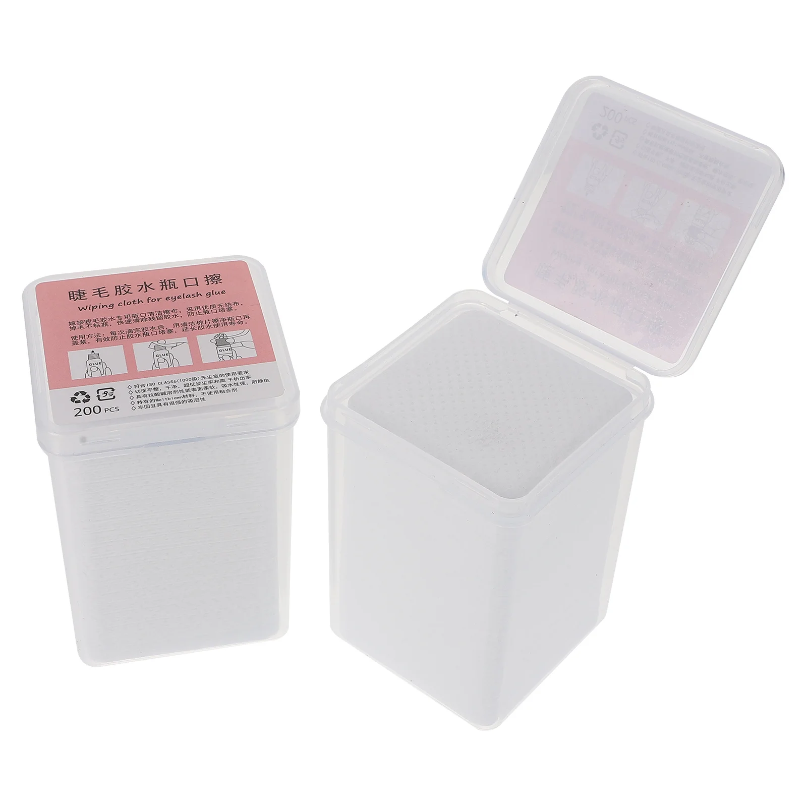 Tampons de nettoyage de colle pour cils, 2 pièces, 5x5cm, tissu Non tissé doux, feuille de nettoyage pour Extension de cils, bouteille de colle pour Salon, dissolvant de résidus