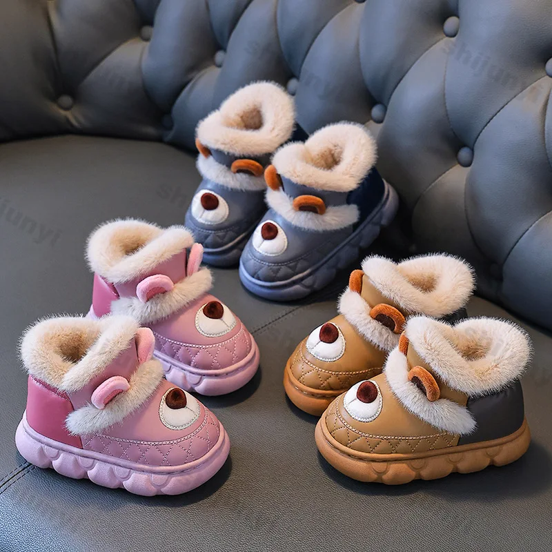 

Милая хлопковая обувь для девочек, новинка зимы 2024, детская нескользящая теплая обувь с героями мультфильмов, непромокаемая легкая удобная домашняя обувь для мальчиков