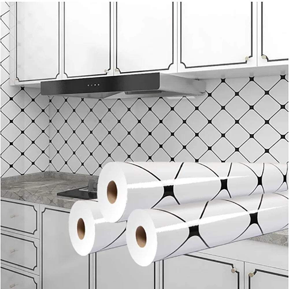 40cm Classic Decorative Wall Stickers Moisture Proof Mildew Proof Self Adhesive Wallpaper for Kitchen Cabinet Home Decoration