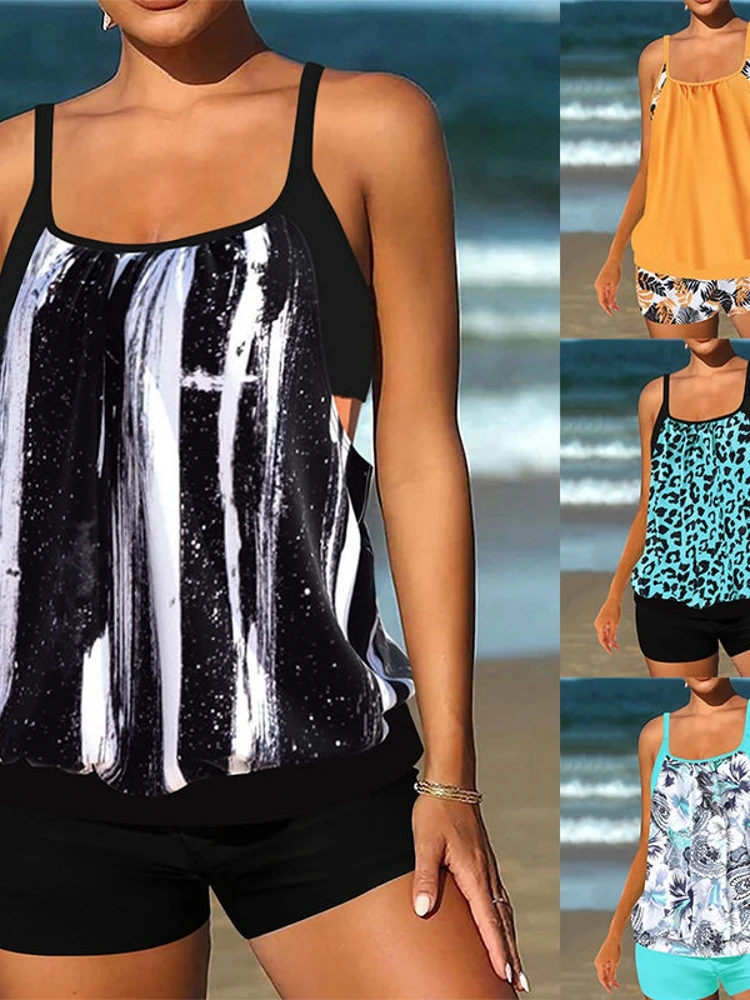 

Printed Bikini Two-Piece Swimsuit Women's Beachwear Ladies Casual Surfing Swimsuit with Chest Pad No Steel Support Polyester
