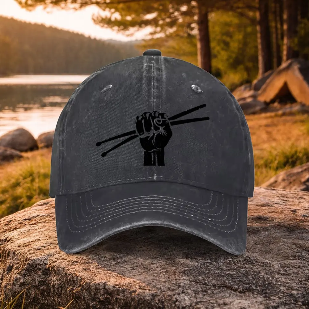 Unisex Duckbill Baseball Cap with Handheld Drumstick Print - Lightweight Washed Suitable for Golf, Casual Wear & Outdoor, Adjust