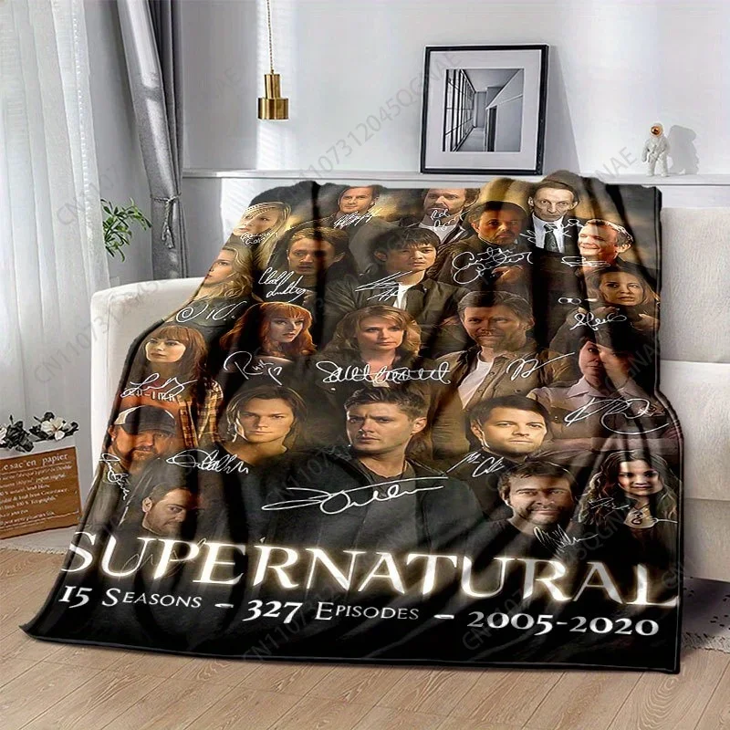 Custom Supernatural TV Show Cast Signed Memorabilia Blanket - Dean & Sam Winchester, Characters - Soft Flannel TV Series Throw W