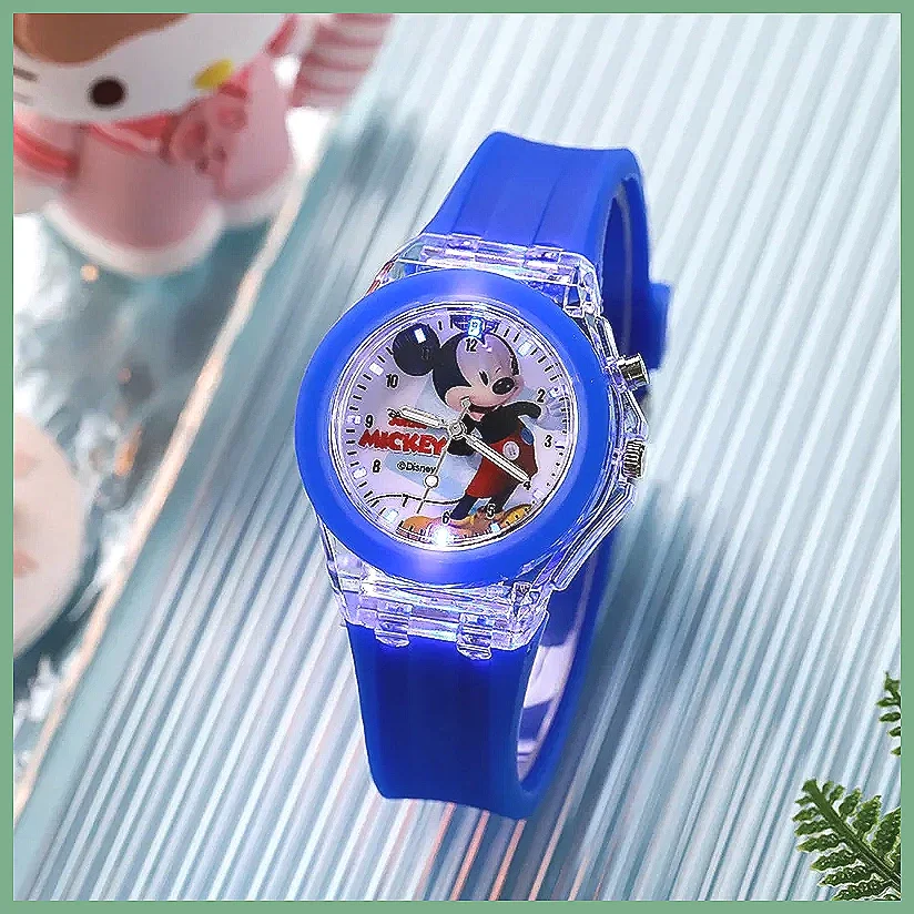 ساعة ديزني برينسيس إلسا للأطفال مع ضوء ملون، حزام سيليكون هدية للأولاد والبنات وساعة يد للأطفال