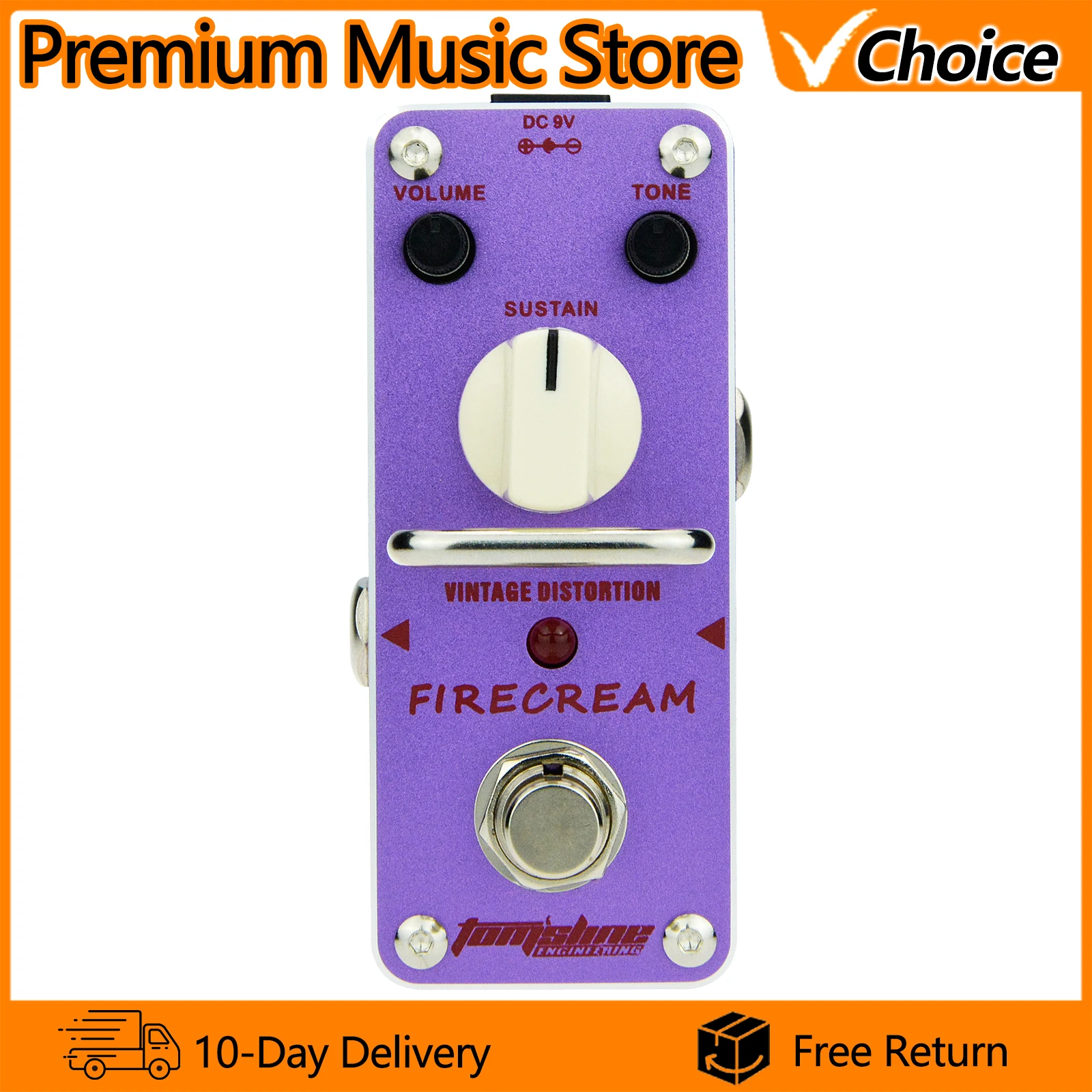 

Электрогитарная педаль эффектов AROMA AFM-3 FIRECREAM: Винтажный дисторшн, True Bypass. Запчасти и аксессуары для гитар.