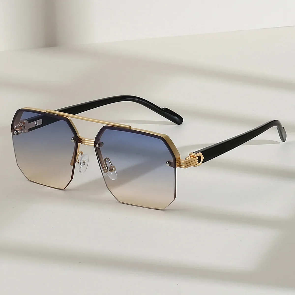 

Men's Metal Sunglasses Square Half Frame Rice Nails Casual Trend Personality Retro Fashion Outdoor Sports Eyeglasses