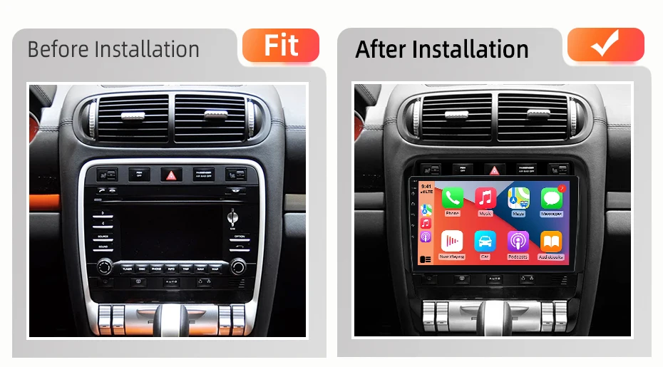 AWESAFE Kabelloses CarPlay Android Auto Radio für Porsche Cayenne 1 9PA 2002-2010 Auto-Intelligentes System RDS GPS FM BT DSP SWC – Detail 3