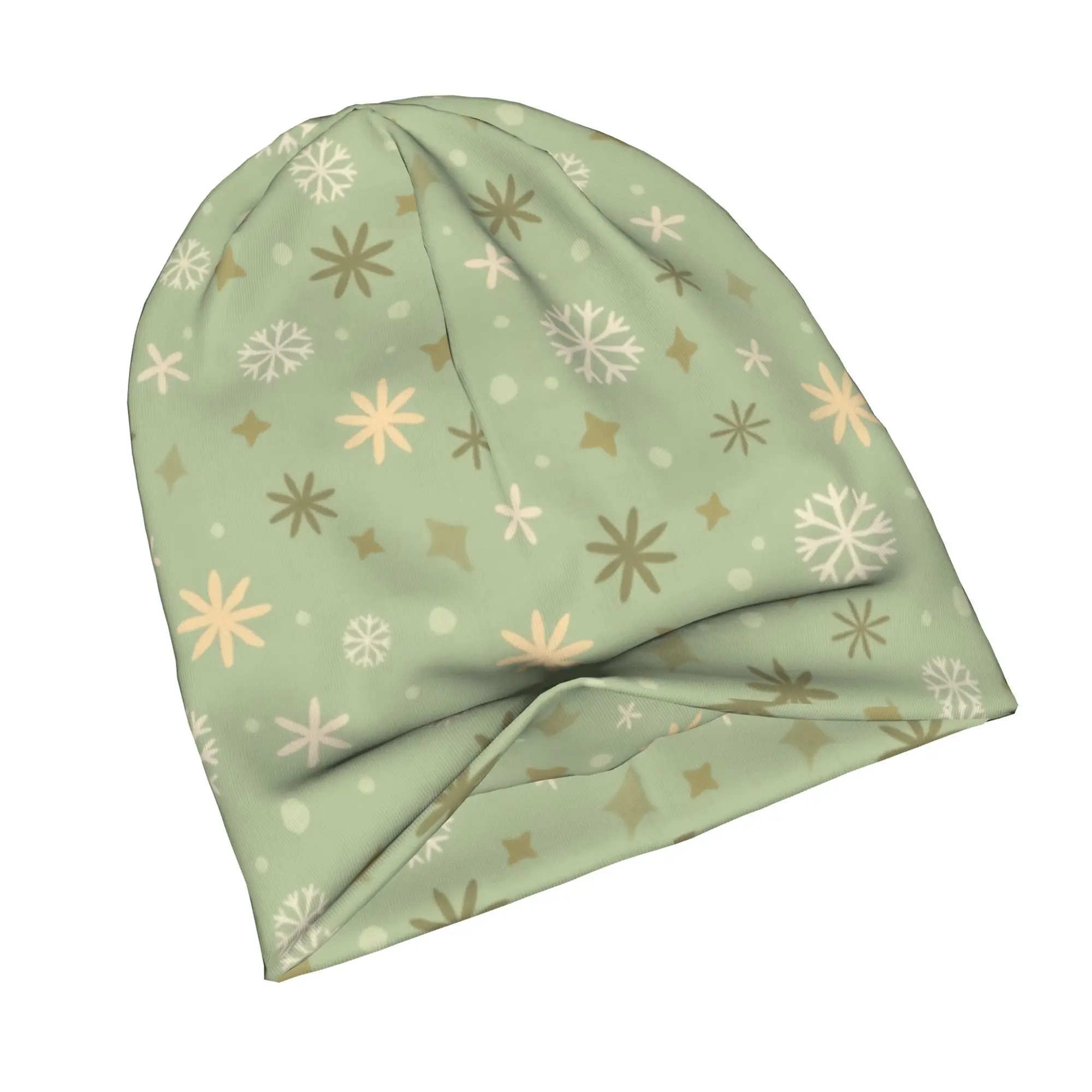 Adult Knit Hat with Starry Snowflake Print - Christmas Winter Beanie Suitable for City Outfits, Casual Wear Holiday Parties