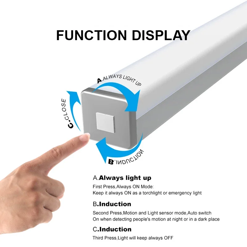 Night Light with PIR Motion Sensor, Rechargeable Bar Light, Magnetic, Wall Mounted, Energy Saving, Smart Lamp, Kitchen Cupboard,