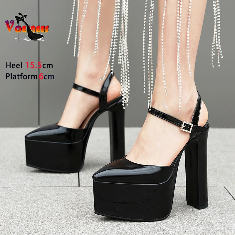 Plus Size Platform Sandals Europe and America Style Nightclub Shoes For Women Buckle Strap Thick High Heel Catwalk Party Sandals