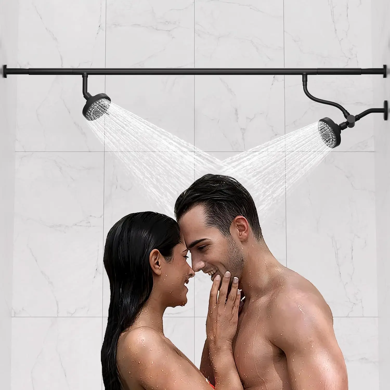 Tandem Shower Head for Couples, High Pressure Dual Shower Head for Two People, Adjustable Showerhead System Fit 2 Person