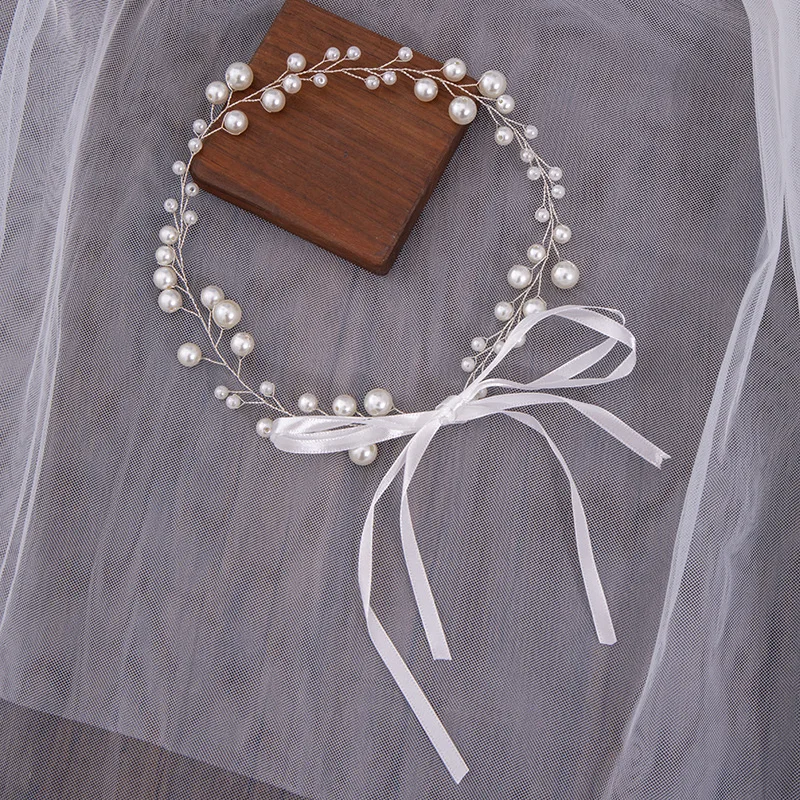 Bride Crown Hair Band Hairpin Get Married Headband Pure Handmade simulated pearl Hair Accessories Clips Tiara Wedding Trendy